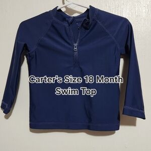 Carters Kids Size 18 Months Long Sleeve Swim Top Navy Blue